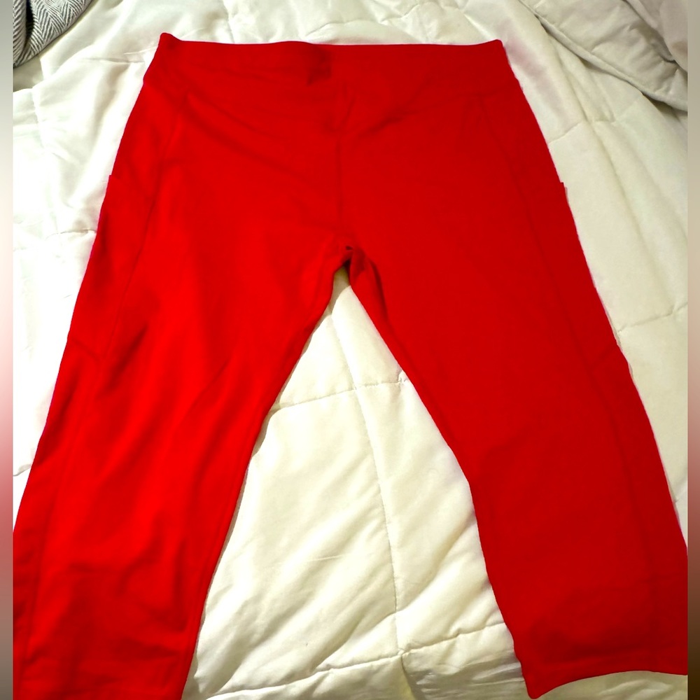 2x Bright Red Leggings with double side pockets